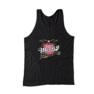 Black Patriotic Merica and Pledge of Allegiance Graphic Print Tank Top Large